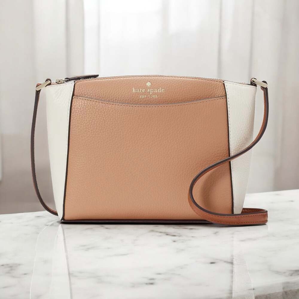 Kate Spade Monica Crossbody Pebbled Leather Purse Light Fawn Multi KC464